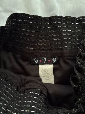 Y2K True Vintage 579 black Ruffle Mini Skirt with Sparkle Waistband thumbnail 3