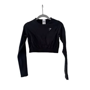 Gymshark Black Crop Long Sleeve Top S thumbnail 2