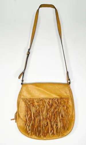 Axcess Fringe Boho Western Tan Vegan Leather Suede Crossbody Bag Handbag thumbnail 1