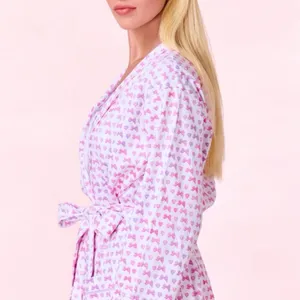 NWT Loveshackfancy × Roller Rabbit Disco Bow Blake Robe Limited Edition Sz M/L thumbnail 3