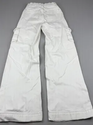 DL1961 Hepburn Cargo Jeans 24 Eggshell White High Rise Wide Leg 33" thumbnail 4