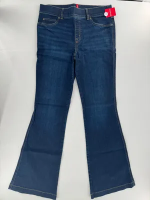 SPANX Flare Jeans Women Petite Large L/G Midnight Wash Pull On Stretch Denim NWT thumbnail 1