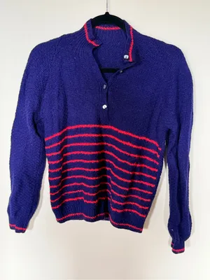 Vintage blue and red striped sweater size S thumbnail 1