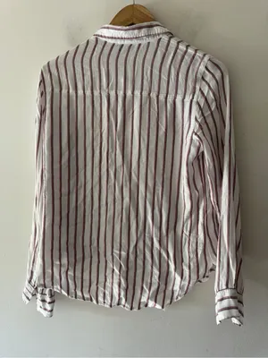Abercrombie & Fitch Stripe Button Down‎ Top Moose Embroidered Logo Y2K thumbnail 4