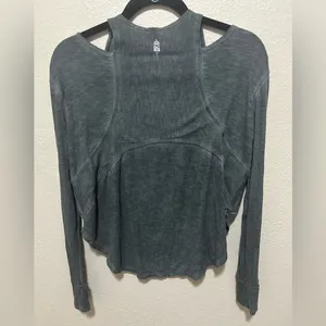 Free People Movement Zenith Ribbed Cutout Top Size Small Gray thumbnail 4