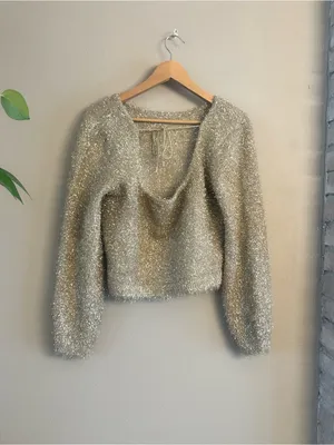 ANTHRO Eyelash Tie Back Pullover Sweater thumbnail 3