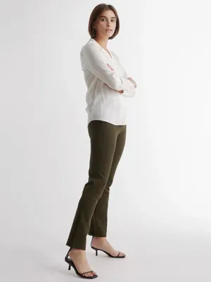 Quince Ultra-Stretch Ponte Straight Leg Pants Olive Green Size Large thumbnail 2