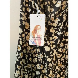 Pretty Garden Halter Maxi Dress MEDIUM Black Floral Boho Vacation Sleeveless NWT thumbnail 4