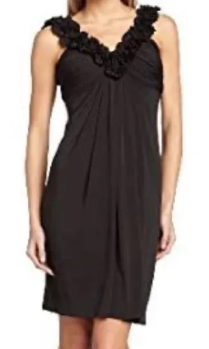 Maggy London Dress Cocktail Party‎ Career Black Dress Size 14 Zip Lined Ruffle thumbnail 1
