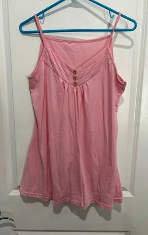 Pink Tank Top with buttons down the front, Sz M thumbnail 1