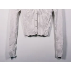 Abercrombie & Fitch Ribbed Cardigan Pearl Button S Ivory Preppy Old Money Y2K thumbnail 6