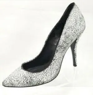 H&M Leather White & Black Crackled Stilettos 6.5‎ thumbnail 1