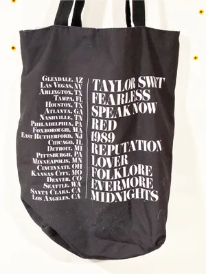 Taylor Swift Bag Eras Tour Black Book Tote Double Sided Graphics thumbnail 4