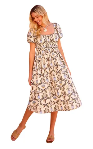 NEW Everyone Loves The Weekend Cotton Positano Dress in Shell Print - Size S thumbnail 1