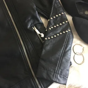 BB DAKOTA Jerilyn Black Faux Leather Stud Jacket NWT thumbnail 3
