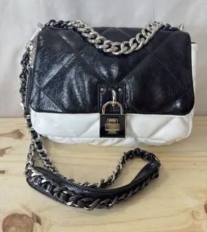 Steve Madden Women’s Shoulder Bag Old Money Preppy Crossbody Black White thumbnail 1