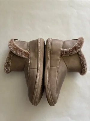 Skechers Plush-Collar Ankle Booties in Taupe thumbnail 6