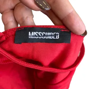 Missguided Red Plunge Bodysuit Strappy‎ Size 2 Snap Bottom thumbnail 7
