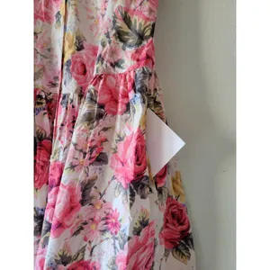 Vintage STARINA Floral Cottage Core Dress SZ M Pink Rose Button Front & Pockets thumbnail 7