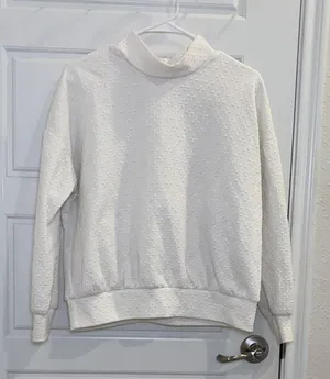 Hutch x Maxey Greene Textured Mock Neck Pullover Sweatshirt Cream Size Small thumbnail 1