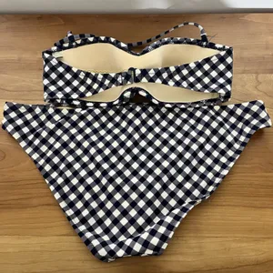 J. Crew Women's Navy Blue & White Gingham‎ Bikini Size Small Top Large Bottoms thumbnail 8