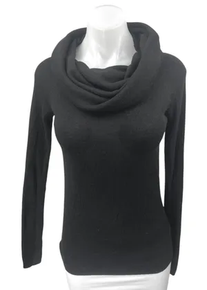 Zara Women's Black Wool Knit Long Sleeve Cowl Neck Slim Fit Sweater Top Size M thumbnail 1