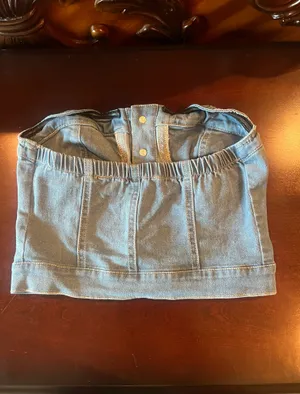 Blue jean strapless top Size XS thumbnail 4