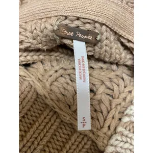 Free People Sweetheart Beige Chunky Knit Mock Neck Balloon Sleeve Sweater Top S thumbnail 5