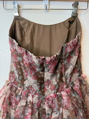 Storia Strapless Sweetheart Corset Top Puff Babydoll Dress in Fall Rose Size S thumbnail 5