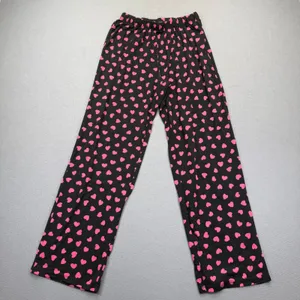 Kate Spade New York Womens Small‎ Pajama Pants Black Pink Heart Print Sleepwear thumbnail 2