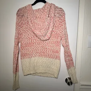 Roxy Women's Pink and Cream Hoodie Pullover Sweater Large thumbnail 6