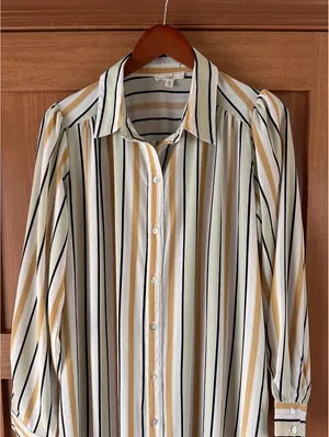 Easel Long Sleeve Striped Button Up Maxi Shirt Dress Women’s Small thumbnail 4
