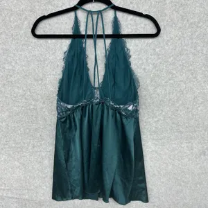 Auden Plunge Babydoll Nightie Satin Lace Strappy Back Nightie Women’s L Teal thumbnail 5