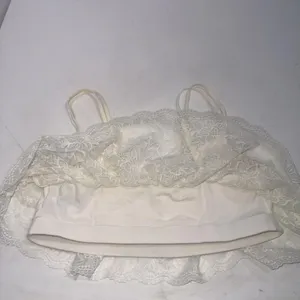 Aerie Bralette Pullover Wireless Lace Overlay Crop Top Bra Cream‎ Size Large thumbnail 10