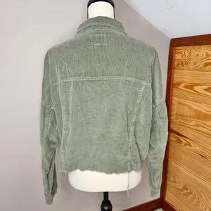 American Eagle Outfitters Corduroy Shirt Jacket Shacket Olive Green Medium M thumbnail 2