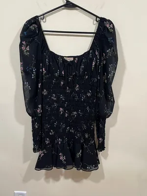 For Love & Lemons Dixon Mini Dress Black Floral Size XS EUC floral multicolor thumbnail 2