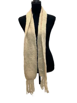 Cream Knit Fringe Scarf thumbnail 4