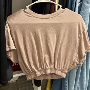 Garage Light Brown Scrunch Crop Top thumbnail 1