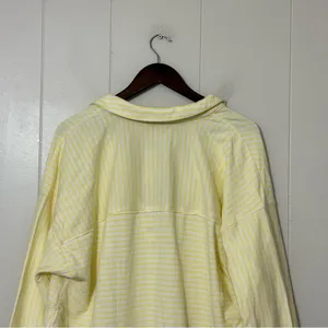 Pilcro Anthropologie Oversized Striped Henley Top Yellow White NWT Size L thumbnail 10