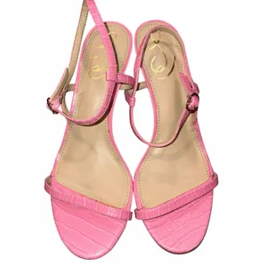 NEW Sam Edelman Pink Doran Croc Print Heels Sandals Shoes size 8 thumbnail 4
