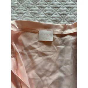 Women's pink crochet trim satin sleep robe thumbnail 3