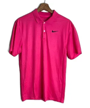 Nike dri fit ladies bright‎ pink with speckles athletic polo shirt size small thumbnail 1