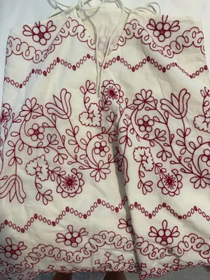 Zara white cotton red embroidery dress thumbnail 7