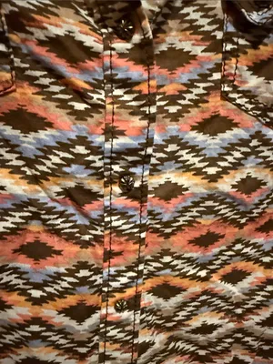 Ariat Women's Aztec-Print Button Down Shirt in Pink, Blue & Brown thumbnail 2