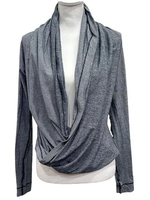 Lululemon Iconic‎ Wrap Surplice Top Wee Stripe White Black Size 2 Lounge Active thumbnail 1