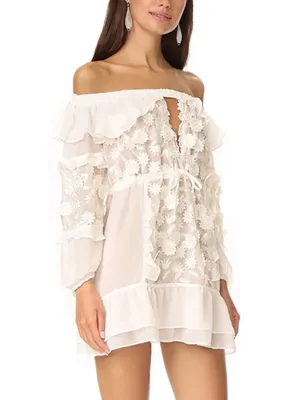 For Love & Lemons Bridal Carolina Daisy Off The Shoulder Mini Dress size Medium thumbnail 3