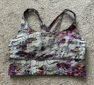 Lululemon Align Energy Sports Bra Abstract Print Strappy Back Women Size 4‎ thumbnail 1