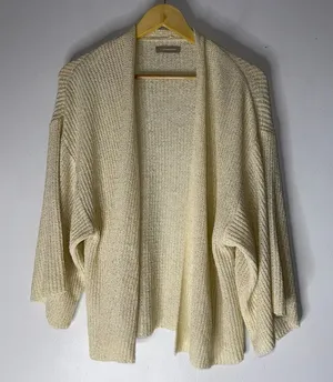 Anthropologie Cardigan Sweater Cream Open Front Half Sleeve‎ One Size thumbnail 1