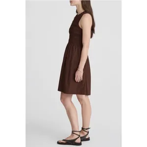 Madewell Brown The Melody Smocked Mini Dress Size XS NWT Cotton Poplin Summer thumbnail 3