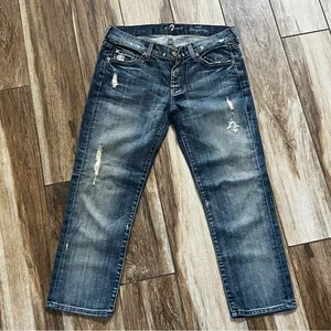 7 for all mankind blue crop straight leg jeans thumbnail 9